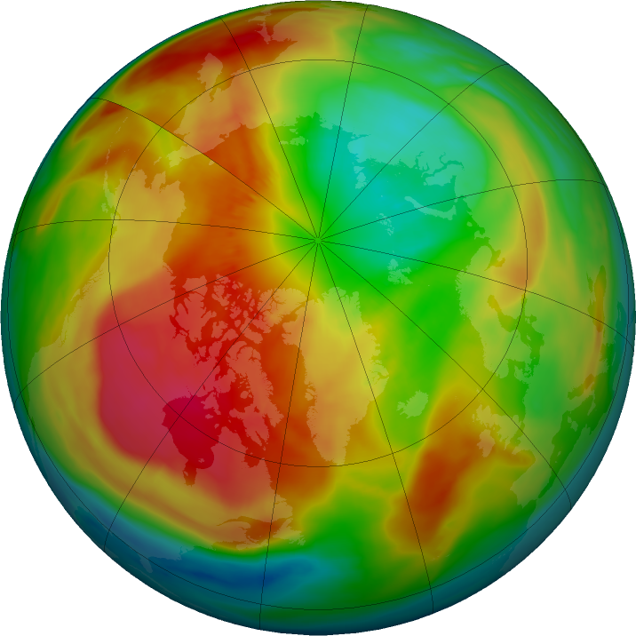 Arctic ozone map for 08 March 2022